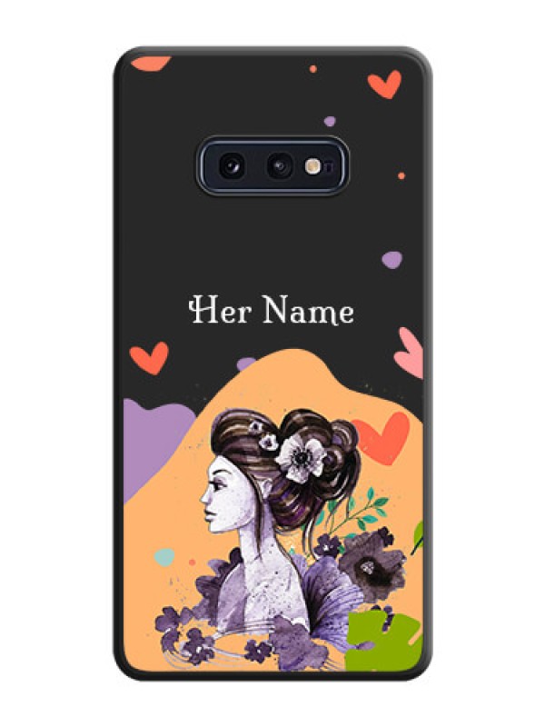 Custom Namecase For Her With Fancy Lady Image On Space Black Personalized Soft Matte Phone Covers -Samsung Galaxy S10 E