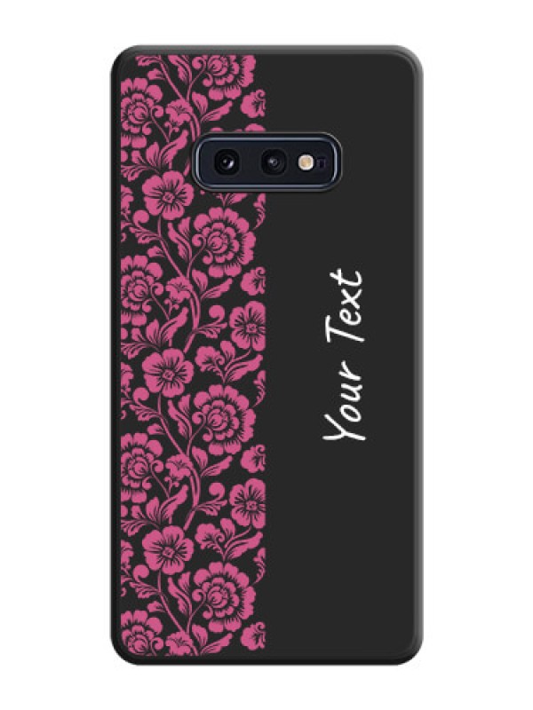 Custom Pink Floral Pattern Design With Custom Text On Space Black Personalized Soft Matte Phone Covers -Samsung Galaxy S10 E