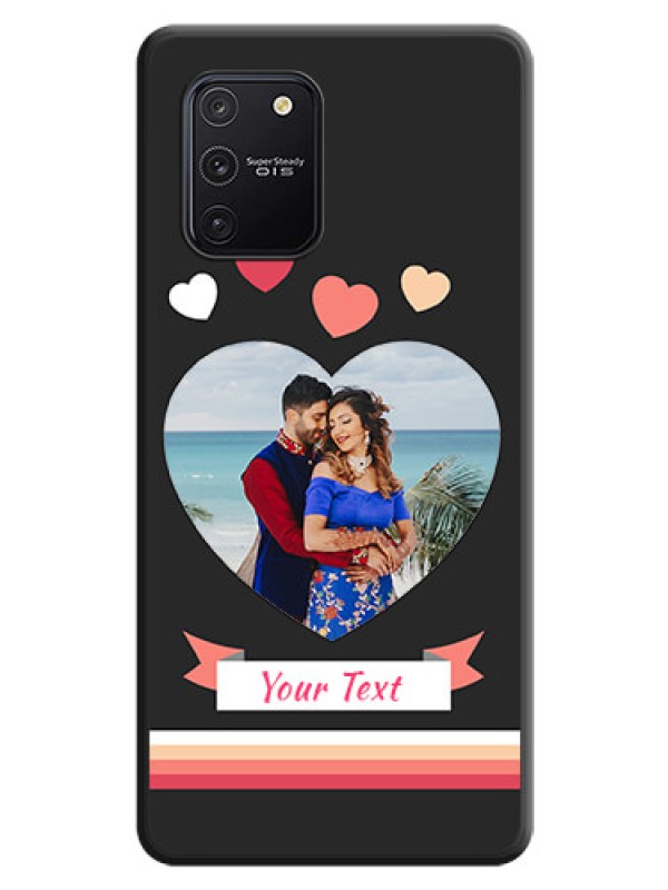 Custom Love Shaped Photo with Colorful Stripes on Personalised Space Black Soft Matte Cases - Galaxy S10 Lite