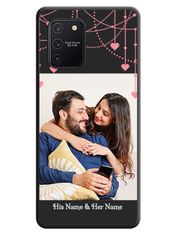 Custom Pink Love Hangings with Text on Space Black Custom Soft Matte Back Cover - Galaxy S10 Lite