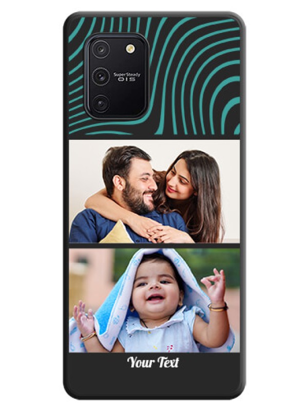 Custom Wave Pattern with 2 Image Holder on Space Black Personalized Soft Matte Phone Covers - Galaxy S10 Lite