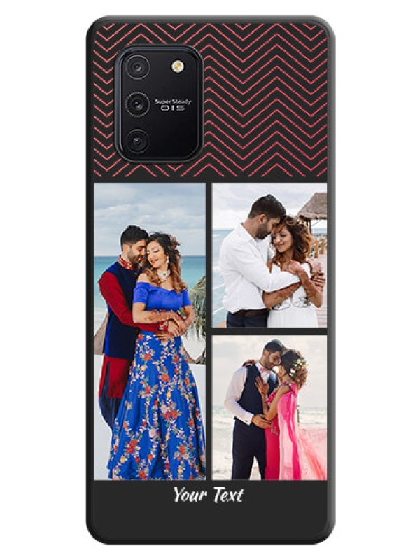 Custom Wave Pattern with 3 Image Holder on Space Black Custom Soft Matte Back Cover - Galaxy S10 Lite