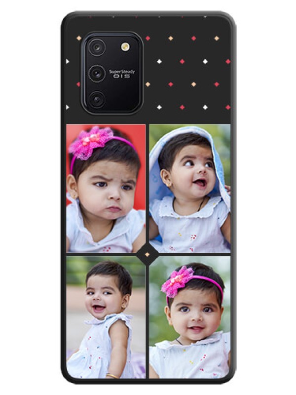 Custom Multicolor Dotted Pattern with 4 Image Holder on Space Black Custom Soft Matte Phone Cases - Galaxy S10 Lite