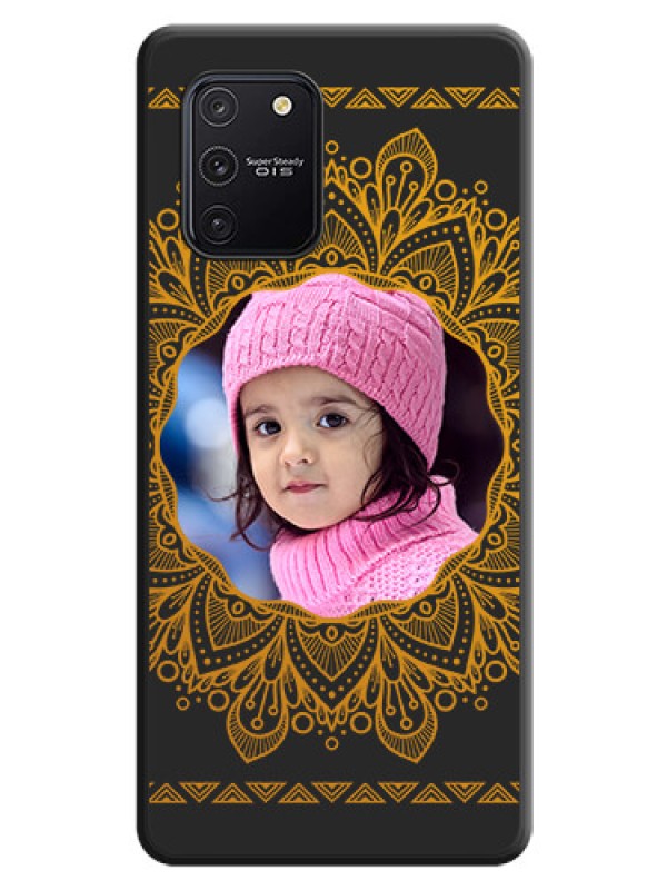 Custom Round Image with Floral Design on Photo on Space Black Soft Matte Mobile Cover - Galaxy S10 Lite