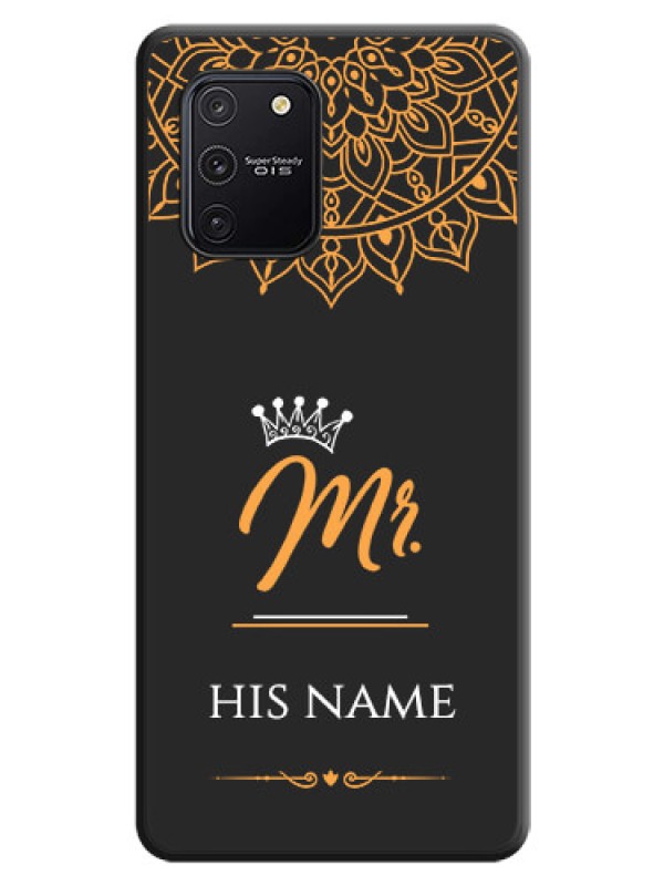 Custom Mr Name with Floral Design  on Personalised Space Black Soft Matte Cases - Galaxy S10 Lite