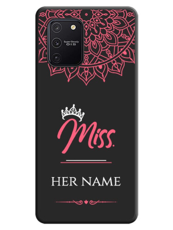 Custom Mrs Name with Floral Design on Space Black Personalized Soft Matte Phone Covers - Galaxy S10 Lite