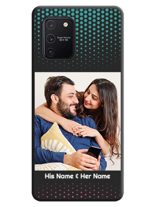 Custom Faded Dots with Grunge Photo Frame and Text on Space Black Custom Soft Matte Phone Cases - Galaxy S10 Lite