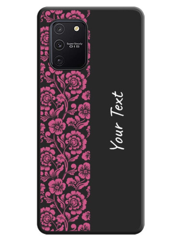 Custom Pink Floral Pattern Design With Custom Text On Space Black Personalized Soft Matte Phone Covers -Samsung Galaxy S10 Lite