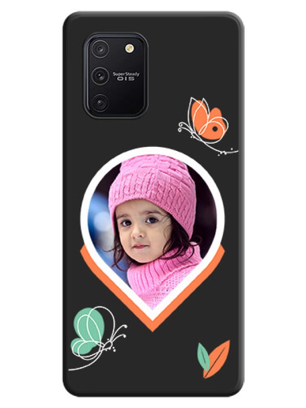Custom Upload Pic With Simple Butterly Design On Space Black Personalized Soft Matte Phone Covers -Samsung Galaxy S10 Lite