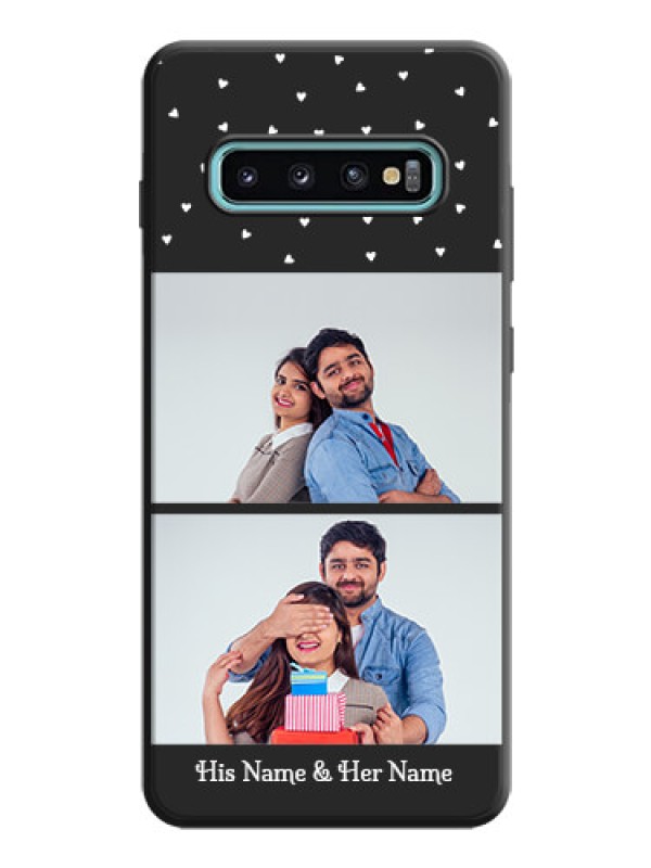 Custom Miniature Love Symbols with Name on Space Black Custom Soft Matte Back Cover - Galaxy S10 Plus