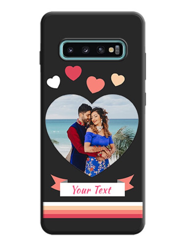 Custom Love Shaped Photo with Colorful Stripes on Personalised Space Black Soft Matte Cases - Galaxy S10 Plus