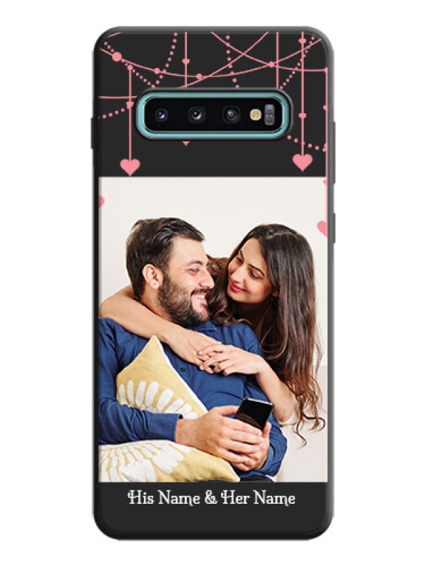 Custom Pink Love Hangings with Text on Space Black Custom Soft Matte Back Cover - Galaxy S10 Plus