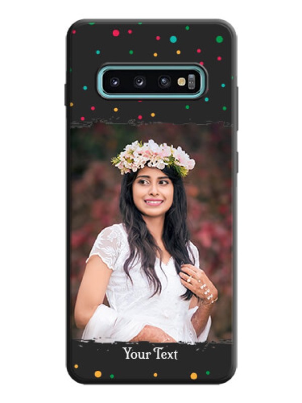 Custom Multicolor Dotted Pattern with Text on Space Black Custom Soft Matte Phone Back Cover - Galaxy S10 Plus