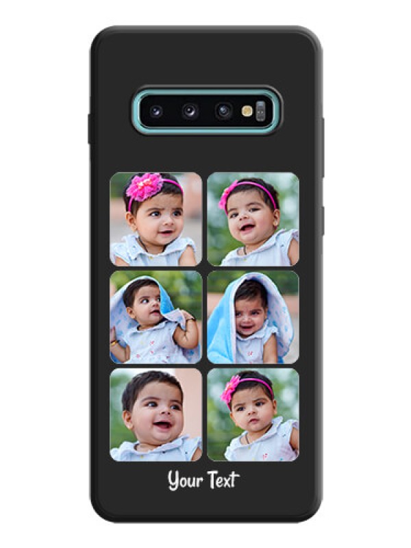 Custom Floral Art with 6 Image Holder - Photo on Space Black Soft Matte Mobile Case - Galaxy S10 Plus