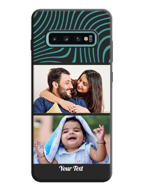 Custom Wave Pattern with 2 Image Holder on Space Black Personalized Soft Matte Phone Covers - Galaxy S10 Plus