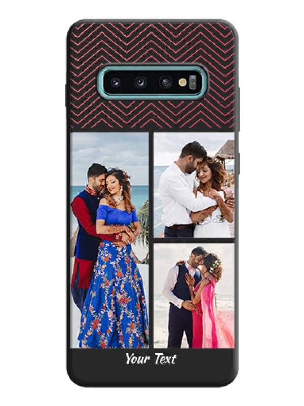 Custom Wave Pattern with 3 Image Holder on Space Black Custom Soft Matte Back Cover - Galaxy S10 Plus