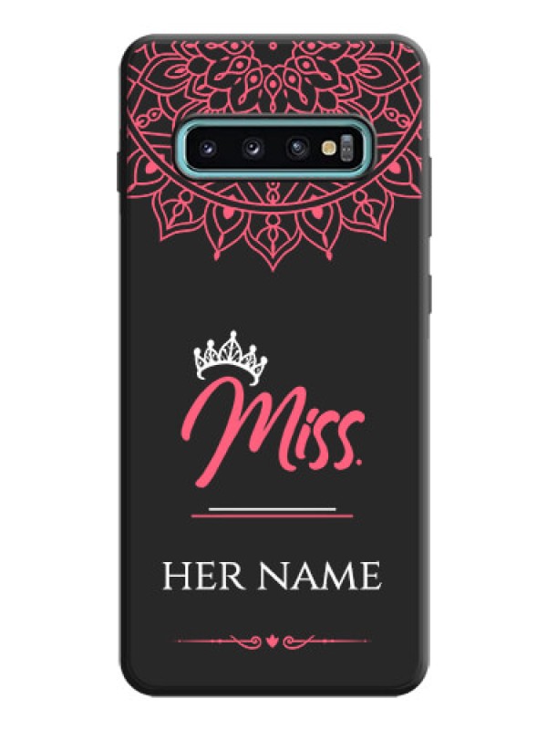 Custom Mrs Name with Floral Design on Space Black Personalized Soft Matte Phone Covers - Galaxy S10 Plus