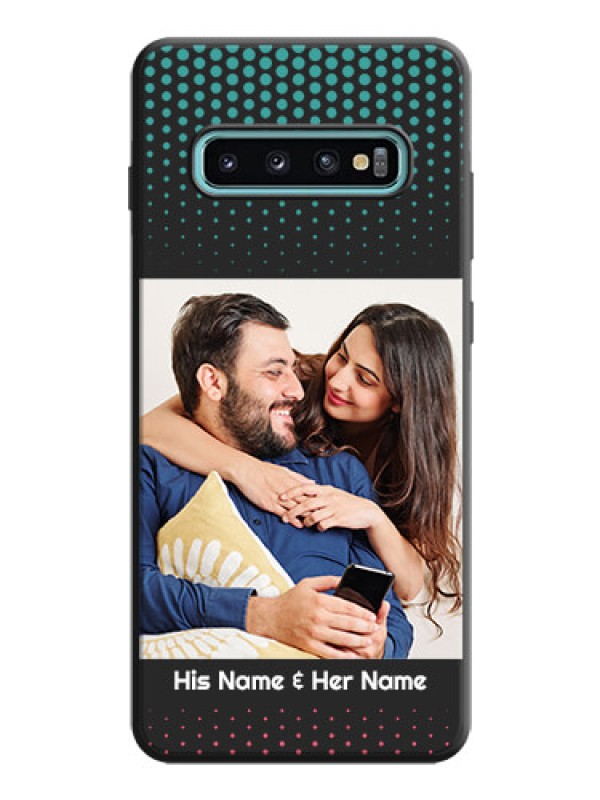 Custom Faded Dots with Grunge Photo Frame and Text on Space Black Custom Soft Matte Phone Cases - Galaxy S10 Plus