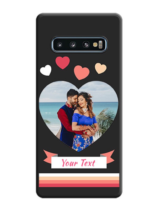 Custom Love Shaped Photo with Colorful Stripes on Personalised Space Black Soft Matte Cases - Galaxy S10