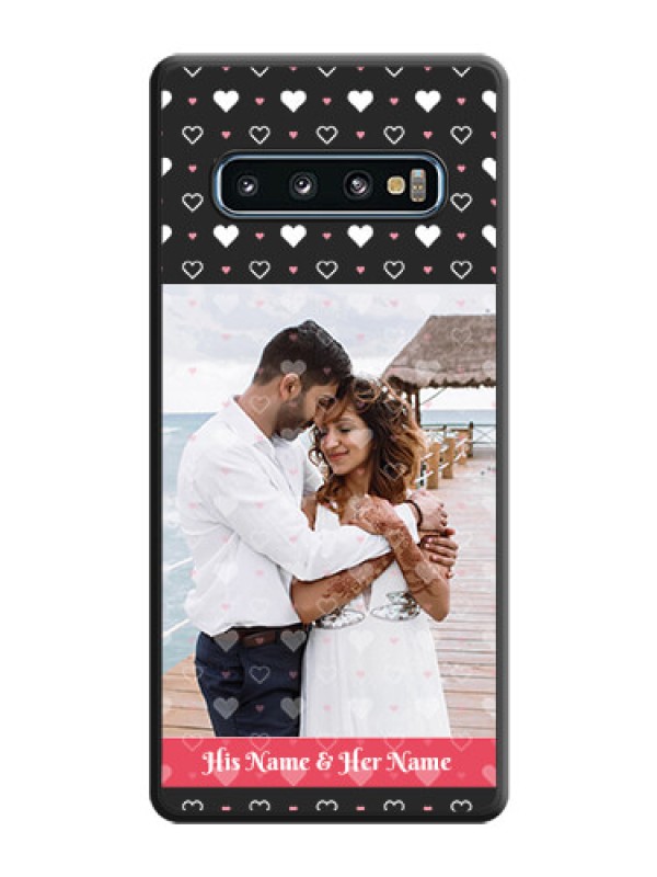 Custom White Color Love Symbols with Text Design on Photo on Space Black Soft Matte Phone Cover - Galaxy S10