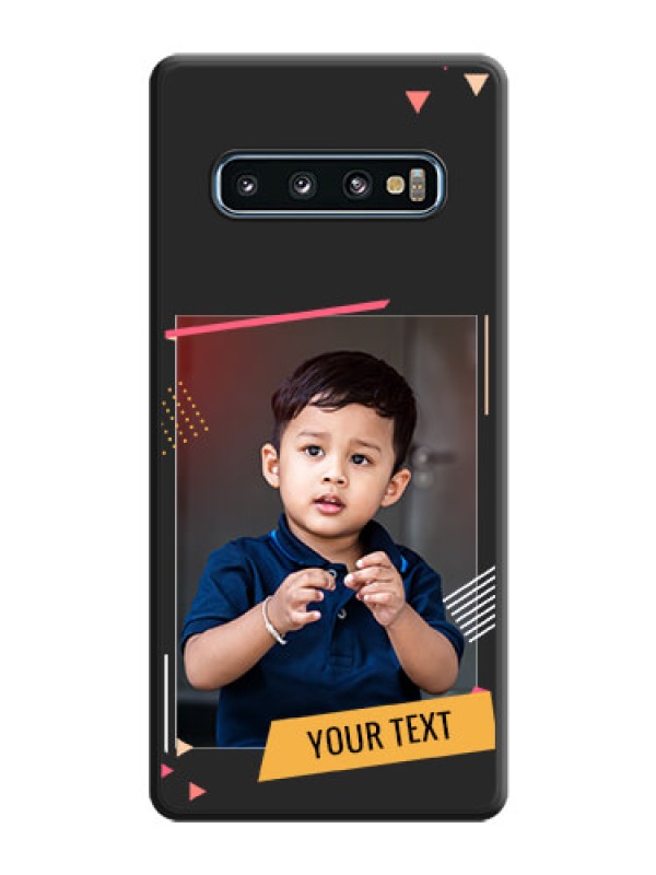 Custom Photo Frame with Triangle Small Dots on Photo on Space Black Soft Matte Back Cover - Galaxy S10