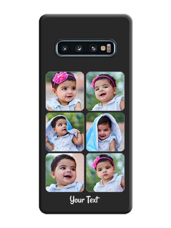 Custom Floral Art with 6 Image Holder on Photo on Space Black Soft Matte Mobile Case - Galaxy S10