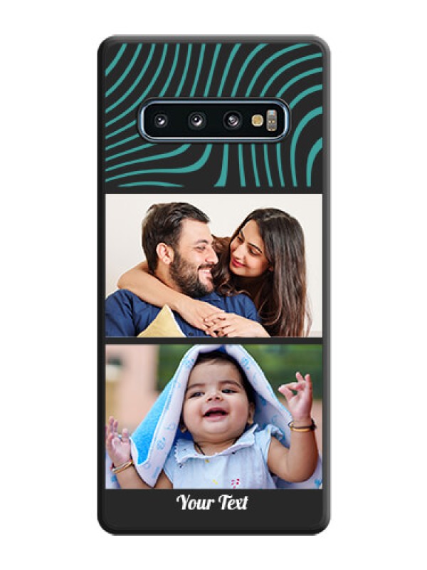 Custom Wave Pattern with 2 Image Holder on Space Black Personalized Soft Matte Phone Covers - Galaxy S10
