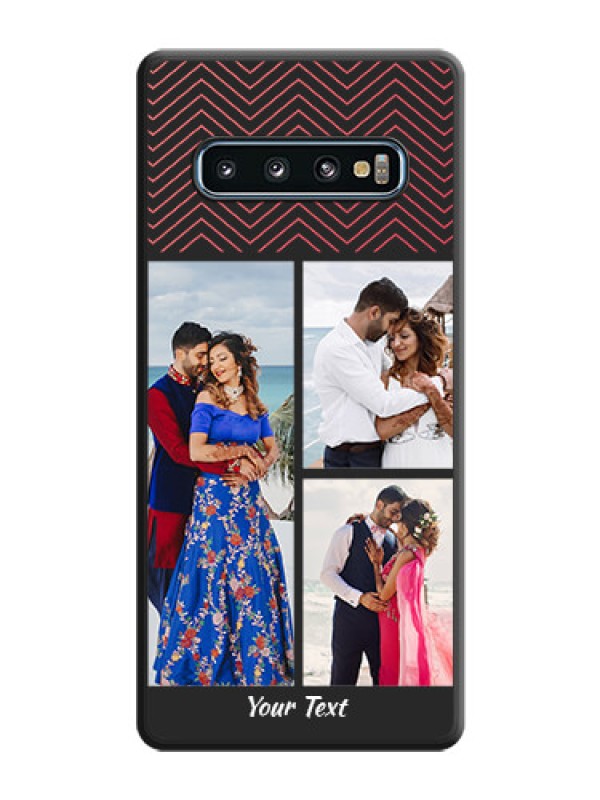 Custom Wave Pattern with 3 Image Holder on Space Black Custom Soft Matte Back Cover - Galaxy S10