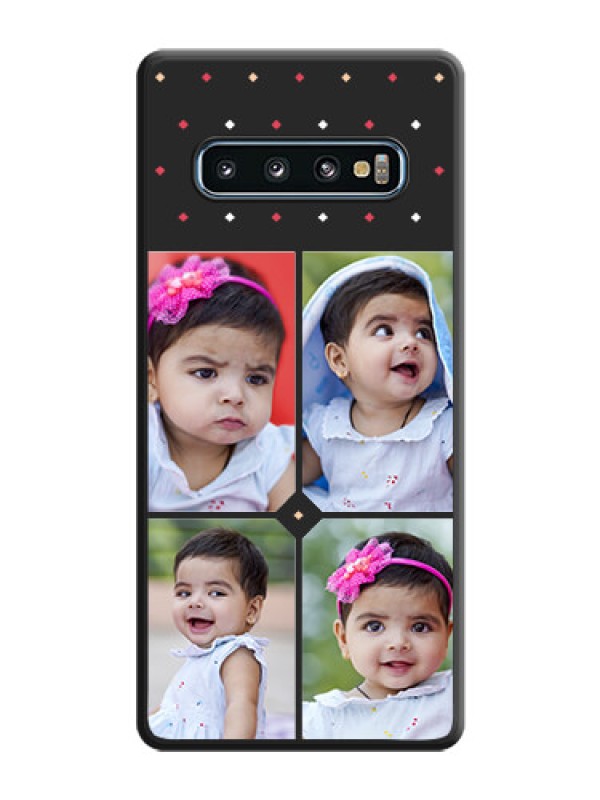 Custom Multicolor Dotted Pattern with 4 Image Holder on Space Black Custom Soft Matte Phone Cases - Galaxy S10
