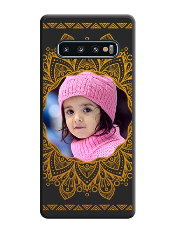 Custom Round Image with Floral Design on Photo on Space Black Soft Matte Mobile Cover - Galaxy S10