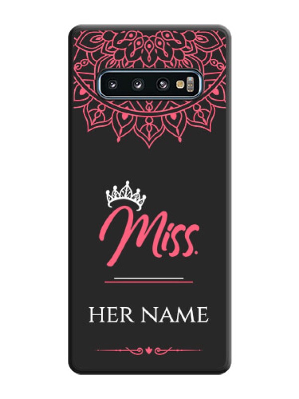 Custom Mrs Name with Floral Design on Space Black Personalized Soft Matte Phone Covers - Galaxy S10