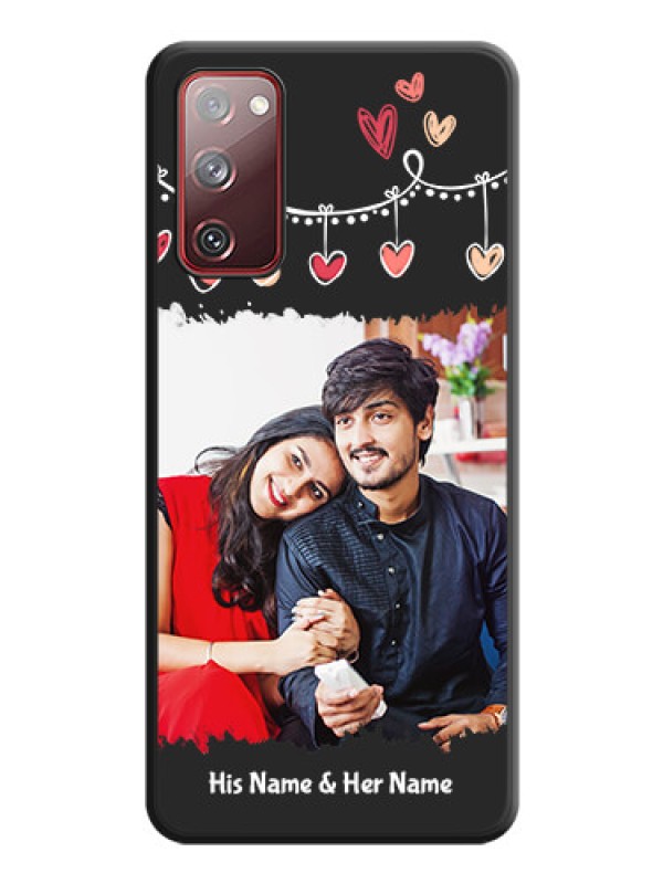 Custom Pink Love Hangings with Name on Space Black Custom Soft Matte Phone Cases - Galaxy S20 FE 5G