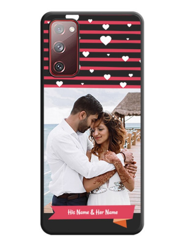 Custom White Color Love Symbols with Pink Lines Pattern on Space Black Custom Soft Matte Phone Cases - Galaxy S20 FE 5G