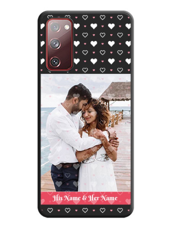 Custom White Color Love Symbols with Text Design on Photo on Space Black Soft Matte Phone Cover - Galaxy S20 FE 5G