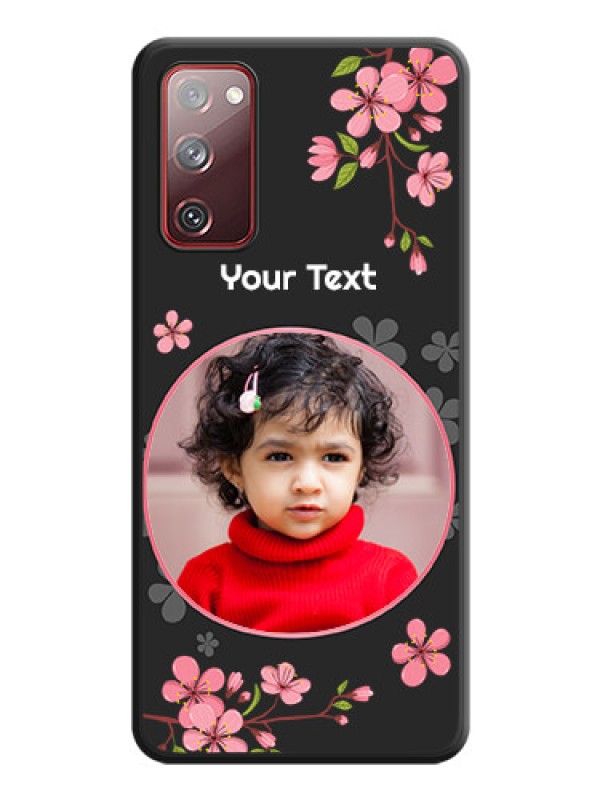 Custom Round Image with Pink Color Floral Design on Photo on Space Black Soft Matte Back Cover - Galaxy S20 FE 5G