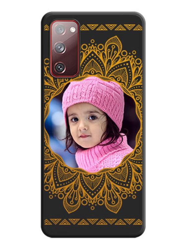 Custom Round Image with Floral Design on Photo on Space Black Soft Matte Mobile Cover - Galaxy S20 FE 5G