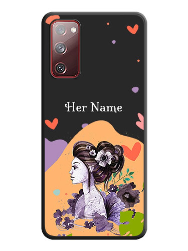 Custom Namecase For Her With Fancy Lady Image On Space Black Personalized Soft Matte Phone Covers -Samsung Galaxy S20 Fe 5G