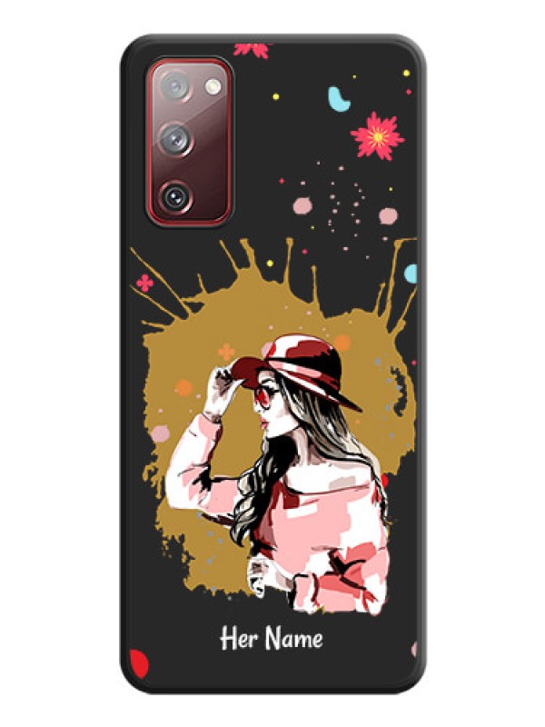 Custom Mordern Lady With Color Splash Background With Custom Text On Space Black Personalized Soft Matte Phone Covers -Samsung Galaxy S20 Fe 5G