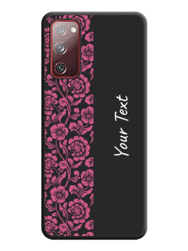 Custom Pink Floral Pattern Design With Custom Text On Space Black Personalized Soft Matte Phone Covers -Samsung Galaxy S20 Fe 5G