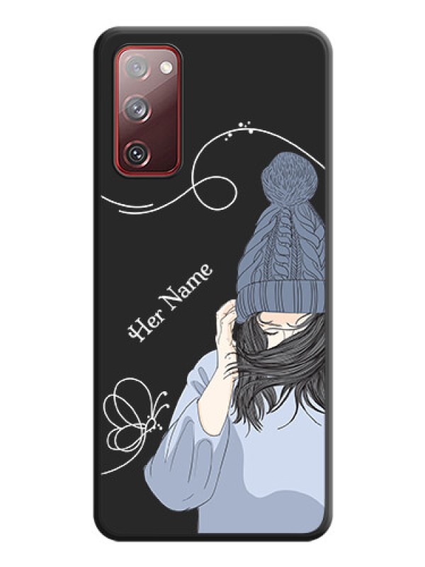 Custom Girl With Blue Winter Outfiit Custom Text Design On Space Black Personalized Soft Matte Phone Covers -Samsung Galaxy S20 Fe 5G