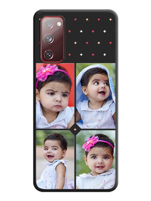 Custom Multicolor Dotted Pattern with 4 Image Holder on Space Black Custom Soft Matte Phone Cases - Galaxy S20 FE