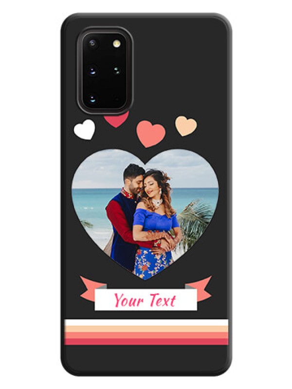 Custom Love Shaped Photo with Colorful Stripes on Personalised Space Black Soft Matte Cases - Galaxy S20 Plus
