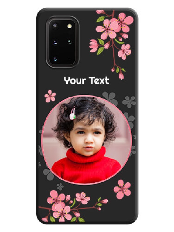 Custom Round Image with Pink Color Floral Design - Photo on Space Black Soft Matte Back Cover - Galaxy S20 Plus
