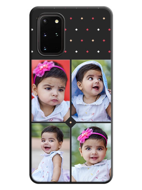 Custom Multicolor Dotted Pattern with 4 Image Holder on Space Black Custom Soft Matte Phone Cases - Galaxy S20 Plus