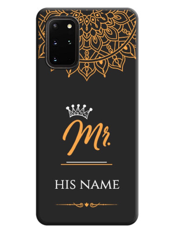 Custom Mr Name with Floral Design  on Personalised Space Black Soft Matte Cases - Galaxy S20 Plus