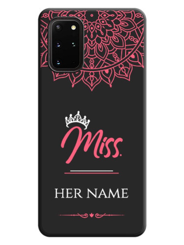 Custom Mrs Name with Floral Design on Space Black Personalized Soft Matte Phone Covers - Galaxy S20 Plus