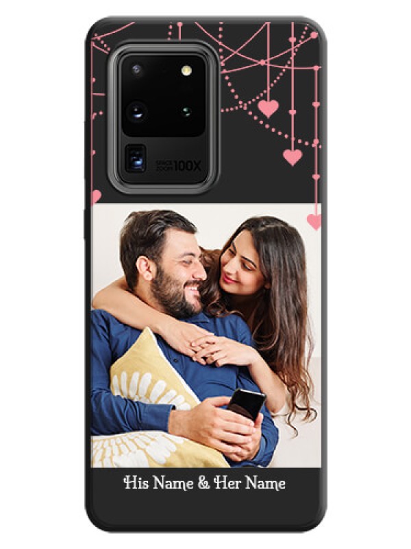 Custom Pink Love Hangings with Text on Space Black Custom Soft Matte Back Cover - Galaxy S20 Ultra