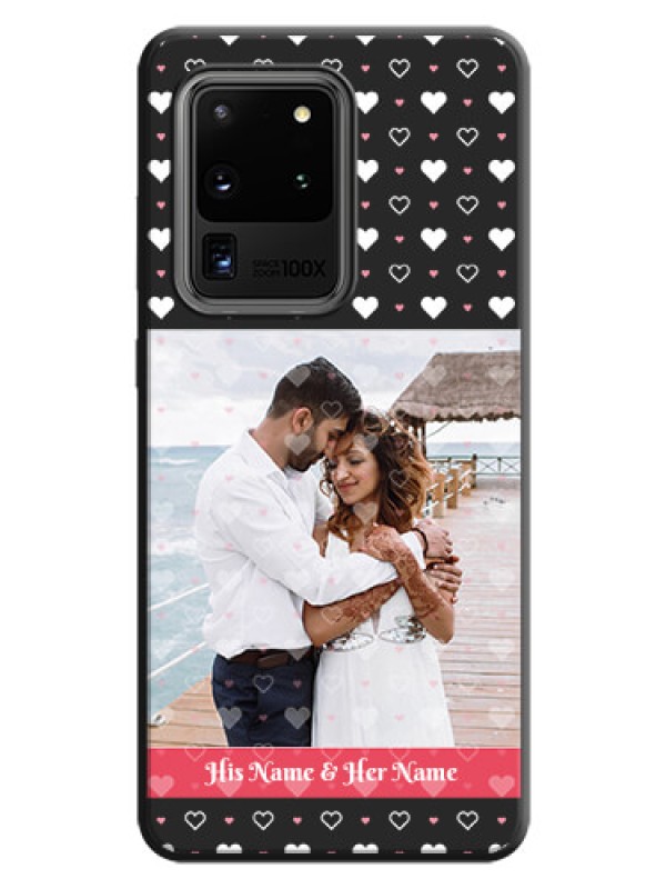 Custom White Color Love Symbols with Text Design - Photo on Space Black Soft Matte Phone Cover - Galaxy S20 Ultra