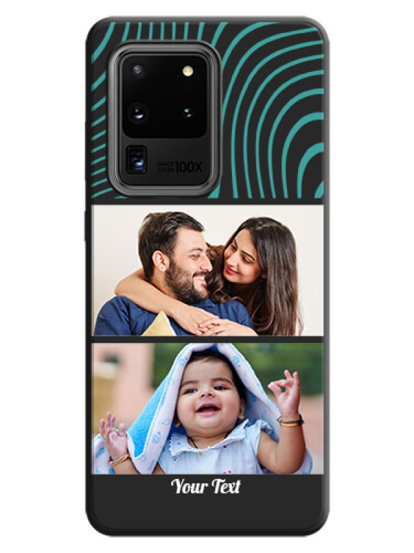Custom Wave Pattern with 2 Image Holder on Space Black Personalized Soft Matte Phone Covers - Galaxy S20 Ultra