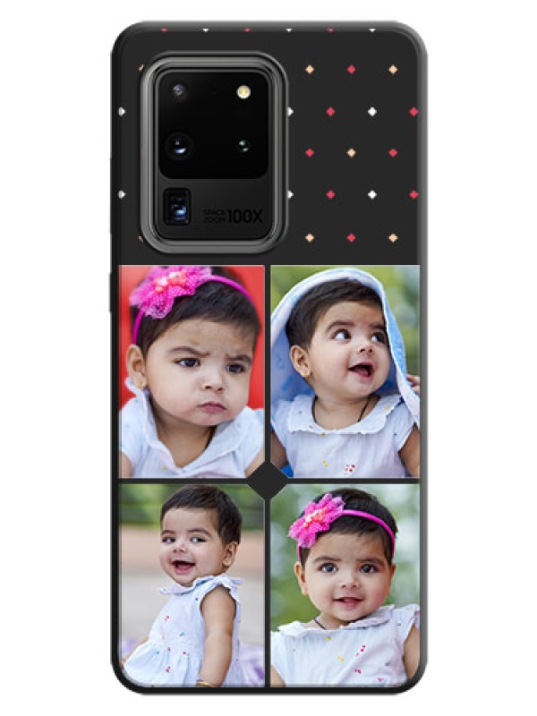 Custom Multicolor Dotted Pattern with 4 Image Holder on Space Black Custom Soft Matte Phone Cases - Galaxy S20 Ultra